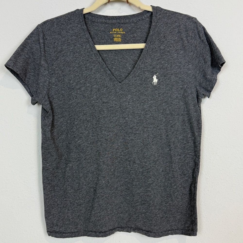 Polo Ralph Lauren Charcoal Grey V-neck T-shirt M
